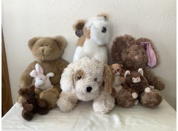 Large Assortment Of Stuff Animals Including TY Beanie Babies And Dan Dee Collection Choice Rabbit