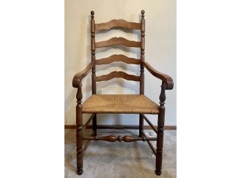 Vintage Solid Wood Wicker Armchair