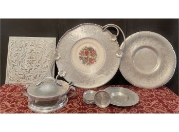 Pressed Aluminum Dish Ware (Incl. Cupholders, Small Plate, Platters, & Wall Decor)