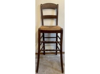 Solid Wood Vintage Wicker Bar Chair