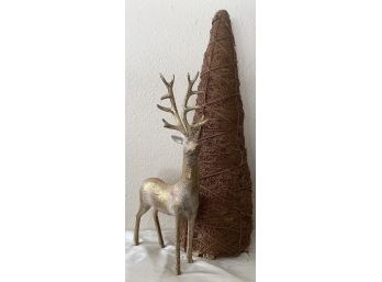 Decorative Buck With Faux Tree