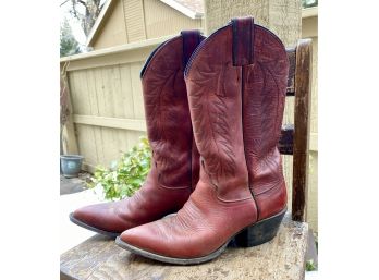 Justin's Size 7B Red Leather Cowboy Boots