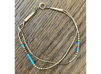 Liquid Silver Bracelet With Turquoise Beads