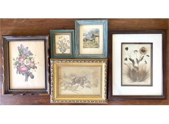 5 Small Decorative Prints In Frames
