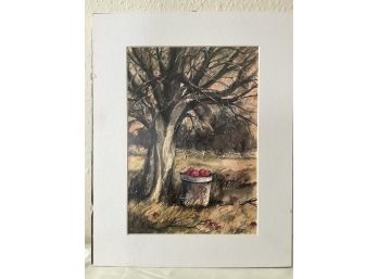 Janet Browning Print Of Apple Tree Marked 160/500 Signed JB