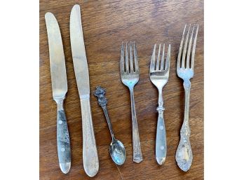 Lot Of Miscellaneous Silverware And Including Stainless Steel Pieces And A Rolex Spoon