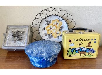 Lot Of Boxes, Tins, And Decor Including A Cute Colorado Tin Case