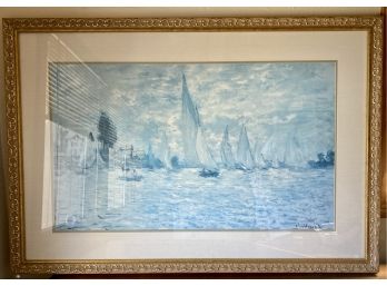 Claude Monet Les Barques 26'x39' Print In Gold Toned Frame