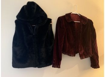 Women's Faux Fur Hooded Vest & MJ Concepts In Sportswear Size 9 Jacket