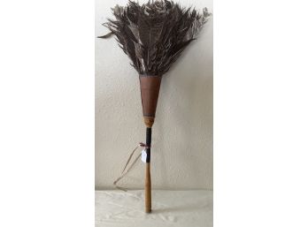 27' Wood, Leather, And Feather Duster- Feathers Are Real