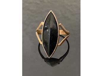 Black Stone And Copper Ring