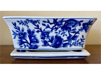 Handcrafted For Silvestri Blue China Rectangular Bowl