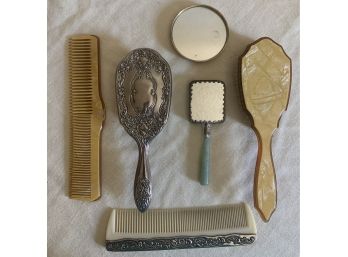Lovely Assembly Of Vintage Brushes, Combs, & Hand Mirrors