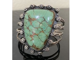 Stunning Turquoise And Sterling Cuff Bracelet