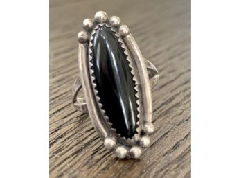 Black Onyx And Sterling Ring Size 5.5