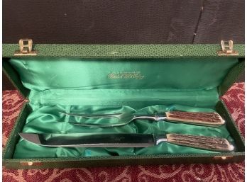 Marshall Field And Co. Antler Handle Carving Set (made In Germany)