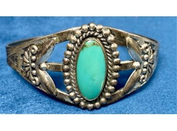 Sterling Cuff With Turquoise Colored Stone