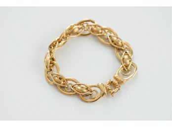 Beautiful Made In Turkey 14k Gold Tennis Bracelet With Ornate Overlapped Design 13.62 Grams