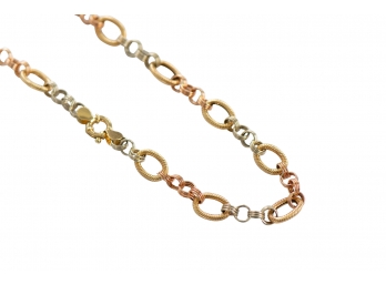 Gorgeous Italian 14k Tricolor Gold Link Necklace & Matching Bracelet 15.08 Grams
