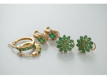 Stunning Grouping Of 10k Jewelry Including Natural Emerald!