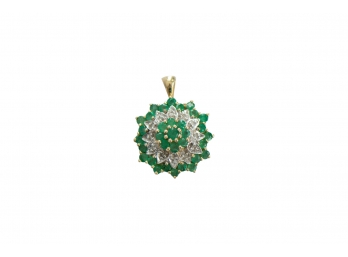 Beautiful 10k Pendant With Natural Emerald Gemstones