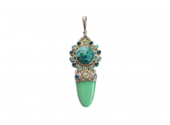 Beautiful Sterling Silver SAJEN Azurite Pendant With Colorful Gemstones