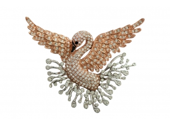 Nolan Miller Copper Crystal Ultra Ornate Costume Swan Pin