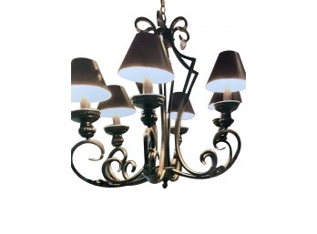 Large Chandelier With Wrought Iron Scrollwork Detailing