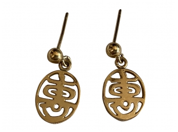 Pair Of Tiny And Dainty Chinese Character Earrings