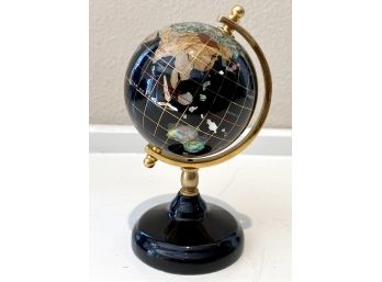 Beautiful Small Globe With Stone And Shell Inlay
