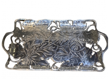 Beautiful Grape Leaf Reticulated Silver Serving Tray