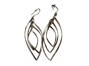 Lovely Pair Of Long Sterling Silver Statement Earrings Made In Mexico