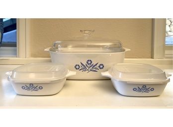 Set Of 3 Vintage Corningware Ovensafe Dishes