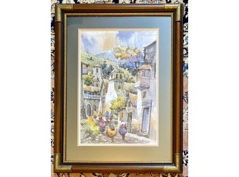 Peruvian Watercolor Matted And Framed