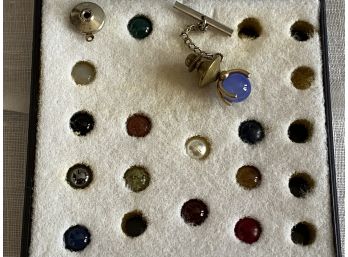 Stunning Tie Pin With Interchangeable And Colorful Semi Precious Stones
