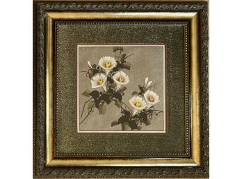 Lovely Painting On Felt With Metallic Woven Matting And Ornate Gold Frame
