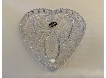Bohemia Crystal Heart Shaped Dish With Original Sticker