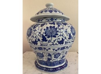 Blue And White Bombay Decorative Porcelain Lidded Jar