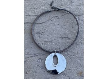 Puffed Collar Necklace With Large Central Pendant