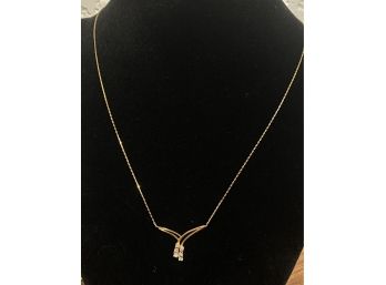 14K Necklace W/ Diamond Gold Pendant