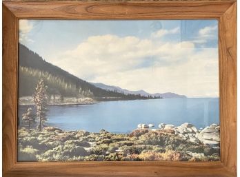 Lake Landscape Picture With Wood Frame