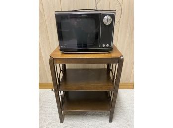 Small Wood Vintage Table W/ 2 Shelves  Admiral 19' Vintage TV