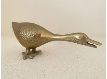 Mid Century Modern Solid Brass Duck