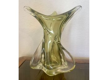 Mid Century Modern Chalet Canada Glass Green Vase