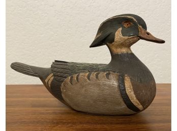 Hand Carved Wood Duck 1982 By L.Cook