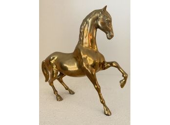 Mid Century Modern Large Heavy Solid Brass Horse Statue