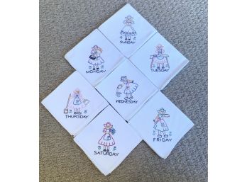 Days Of The Week Embroidered Cloth Napkins