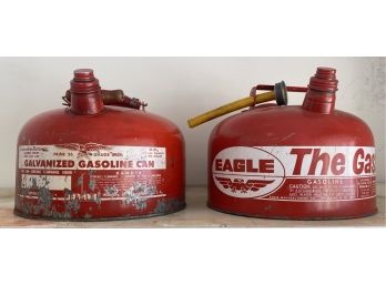 Lot Of 2 Vintage Galvanized Eagle Gas Cans