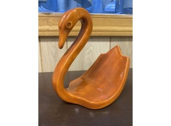 Vintage Rust Colored Ceramic Swan