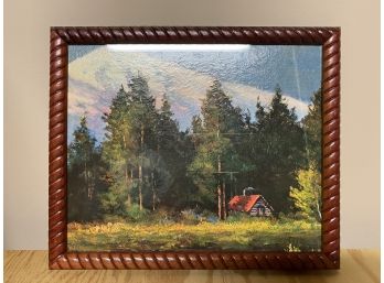 Mountain Cabin Picture In Wood Frame